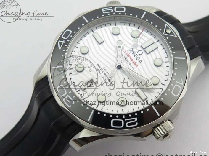 0410 2019 Seamaster Diver 300M OMF Best Edition Black Ceramic White Dial on Black Rubber Strap A WaterResistant 7938